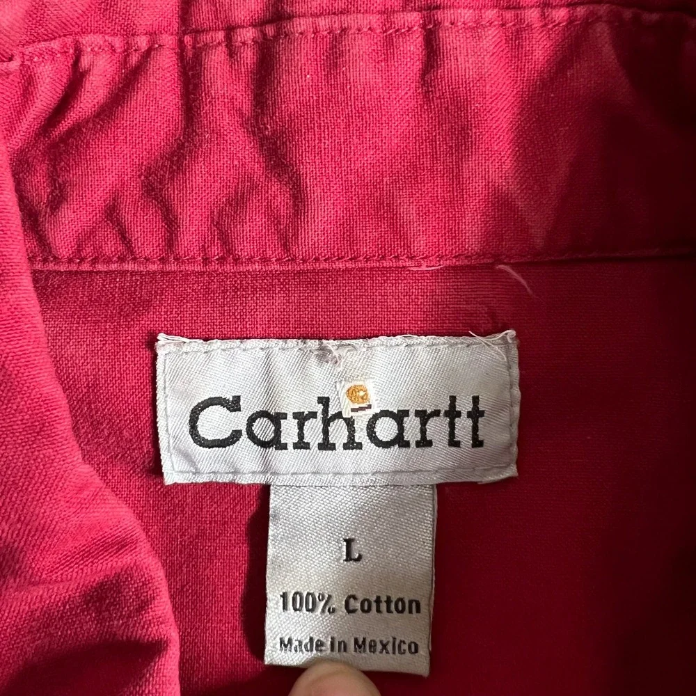 VTG Carhartt Shirt Mens Large Short Sleeve Button Up S18 CRI Red 2000s Workwear - Picture 3 of 10